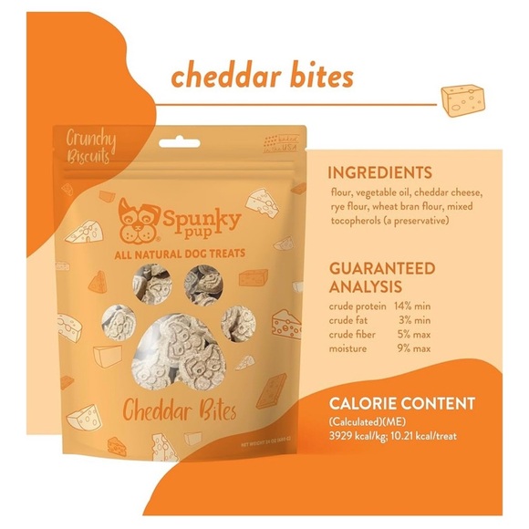 Spunky Pup All Natural Dog Treats Cheddar Bites - Picture 3 of 4